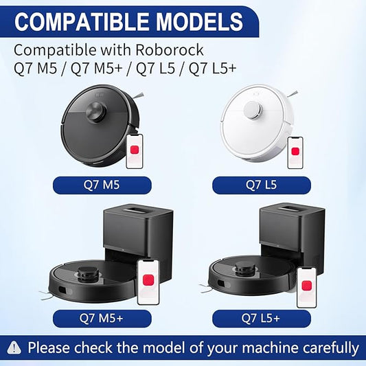 34 Pack Q7 M5+ Replacement Accessories Compatible with Roborock Q7 M5 / Q7 L5 / Q7 L5+ Robot Vacuum, 2 Mainbrushes, 6 Scent Tablets, 6 HEPA Filters, 6 Dust Bags, 6 Mop Pads, 6 Side Brushes