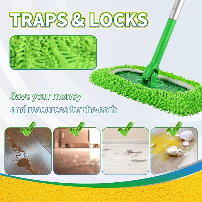 6Pcs Reusable Microfiber Mop Pads Compatible with Swiffer Sweeper, Wet and Dry Flat mop Cover, Replacement Sweeping Mopping pad Refills for Surface/Hardwood Floor Cleaning