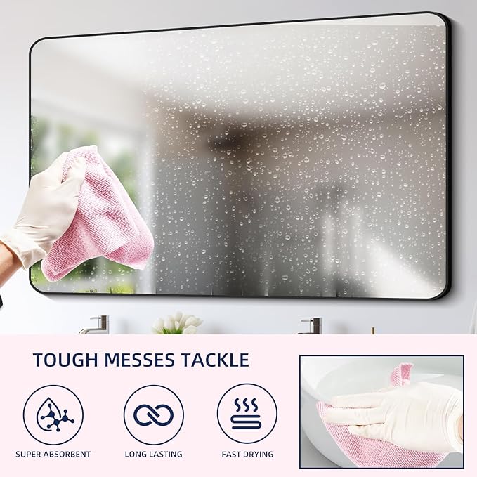 & PLUSH Microfiber Cleaning Cloth Roll - 100 Pack, Tear Away Microfiber Towels, 12" x 12", Reusable, Washable, Streak Free, Ultra Absorbent Dish Rags for Car, Home, Garage or Shop (Pink)