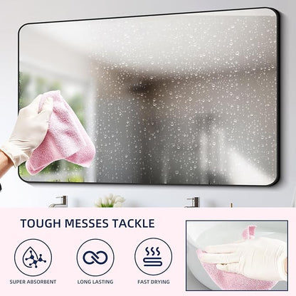 & PLUSH Microfiber Cleaning Cloth Roll - 50 Pack, Tear Away Microfiber Towels, 12" x 12", Reusable, Washable, Streak Free, Ultra Absorbent Dish Rags for Car, Home, Garage or Shop (Pink)