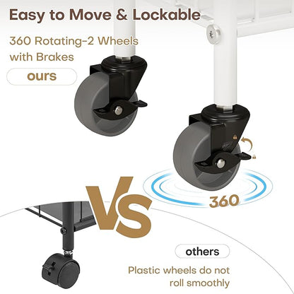 6 Tier Slim Rolling Storage Cart with Wheels, Metal Mobile Shelving Unit Organizer Utility Cart for Office Bathroom Kitchen Laundry Room Narrow Places (White 6 Inches)