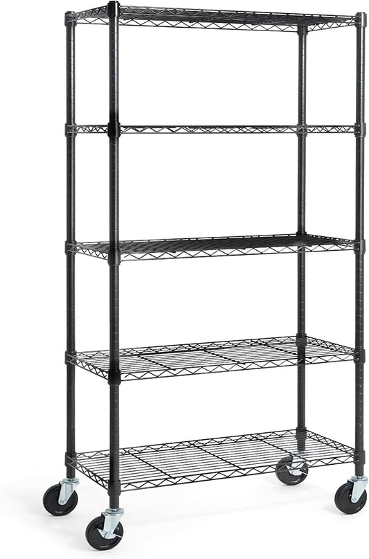 CAPHAUS NSF Commercial Grade Heavy Duty Wire Shelving w/Wheels, Leveling Feet & Liners, Storage Metal Shelf, Garage Shelving, Utility Wire Rack Shelves, 30 x 14 x 64 5-Tier w/o Liner