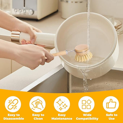 5 Pcs Bamboo Dish Brush Set Practical Dish Cleaning Brush Set Multifunctional Dish Washing Brush Set Ergonomic Kitchen Brush Set for Kitchen Cleaning Pots Pans Dishes