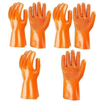 3 Pairs Heavy Duty Sewer Gloves | PVC Coated Abrasion Resistant Work Gloves for Drain Cleaning & Plumbing | Oil & Chemical Resistant, Non-Slip Grip