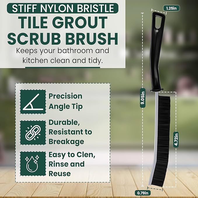 Crevice Cleaning Brush Set – 3Pcs Hard Bristle Cleaning Tools for Grout, Tile Floors, Gaps & Narrow Spaces – Small Grout Scrub Brush for Cleaning Bathroom, Shower, Window Tracks, Kitchen