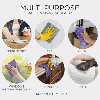 LOLA Swedish Dishcloths for Kitchen 10 Sheets, Biodegradable & Compostable Reusable Paper Towel Cleaning Cloths Zero Waste No Odor Washing Dishes Ultra Absorbent Cellulose Sponge Towel Made in Germany