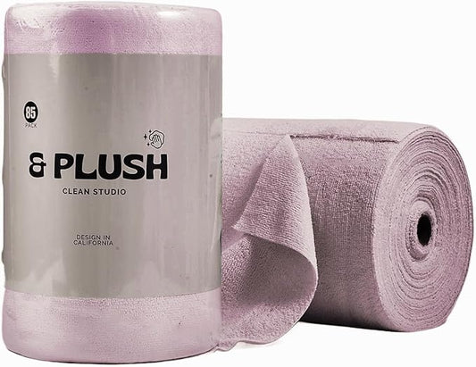 & PLUSH Microfiber Cleaning Cloth Roll - 85 Pack, Tear Away Microfiber Towels, 12" x 12", Reusable, Washable, Streak Free, Ultra Absorbent Dish Rags for Car, Home, Garage or Shop (Dewbury)