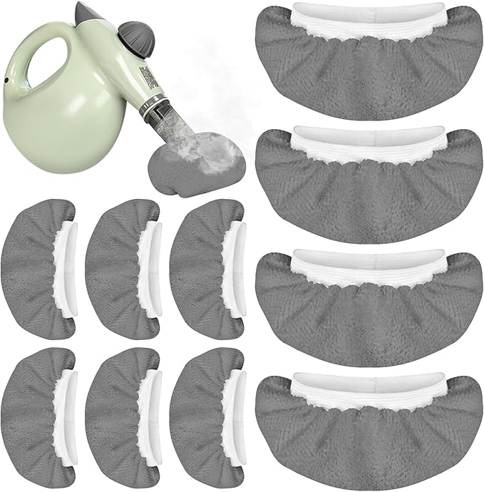 10 Pack Microfiber Cloth for Handheld Steam Shot, Steam Cleaner Accessories, Reusable Washable Steam Mop Pads Compatible with Most of Handheld Steam Shot/Cleaners （Grey）