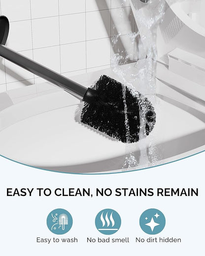 Toilet Brush and Holder Set, Stainless Steel Toilet Bowl Brush with Lid, Rust Proof Toilet Cleaner Brush with Caddy, Durable Bristles, Splash Proof, Ideal for Bathroom（1 Pack, Matte Black）