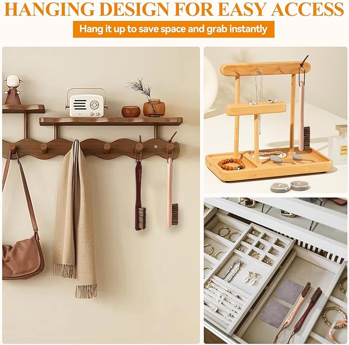 Horsehair Silver Cleaning Brush Set - 2PCS Premium Detailing Brush & Polishing Cloth for Silverware, Jewelry, Plateware & Sterling Silver