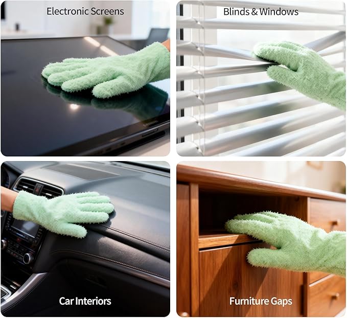 Microfiber Gloves,Microfiber Dusting Gloves for Plants and House Cleaning, Reusable Cleaning Gloves