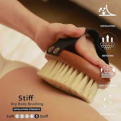 ICANdOIT Dry Brushing Body Brush-Stiff Sisal Bristles Dry Skin Brush,Exfoliating Massage Brush for Cellulite and Lymphatic,Improve Circulation,Stop Ingrown Hairs,Reduce Acne,Soften Skin