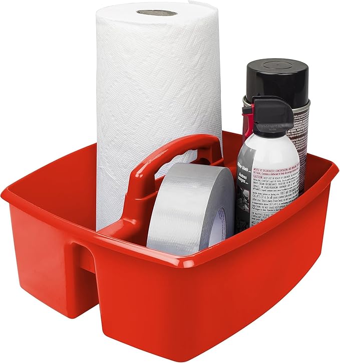 Storex 2-Compartment Large Caddy – Multipurpose Classroom Organizer with Handle, Assorted Colors, 6-Pack (00948E06C)