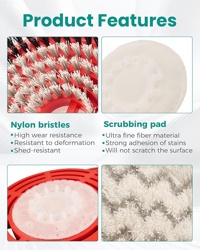 Steam Mop Replacement Brush Head Scrub Pads Black-Gray Fit for Shark Steam Mop S7000 S7001 S8201 Series Deep Cleaning, 4Pcs