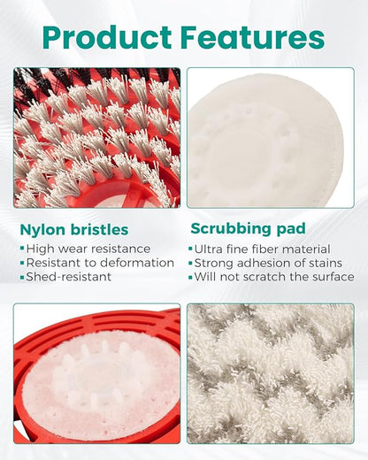 Steam Mop Replacement Brush Head Scrub Pads Black-Gray Fit for Shark Steam Mop S7000 S7001 S8201 Series Deep Cleaning, 4Pcs