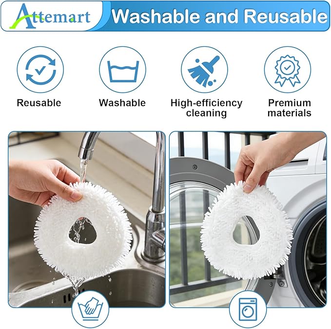 8 Pcs Z10 Mop Pads Compatible with Narwal Freo Pro/Z10 Ultra/X10 Pro/X Ultra/Z Ultra/J3/J4 Robot Vacuum Cleaner, Microfiber Washable Reusable Mopping Pads White