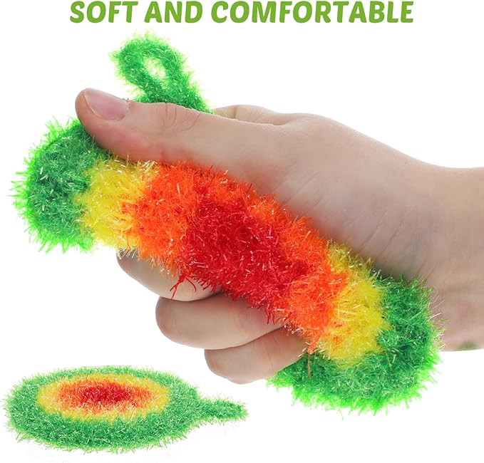 HEALLILY Dish Scrubber Sponge 5 Pack Non Scratch Knitted Household Cleaning Sponges for Kitchen Washing, Reusable Crochet Handmade Oil Resistant (Assorted Colors)