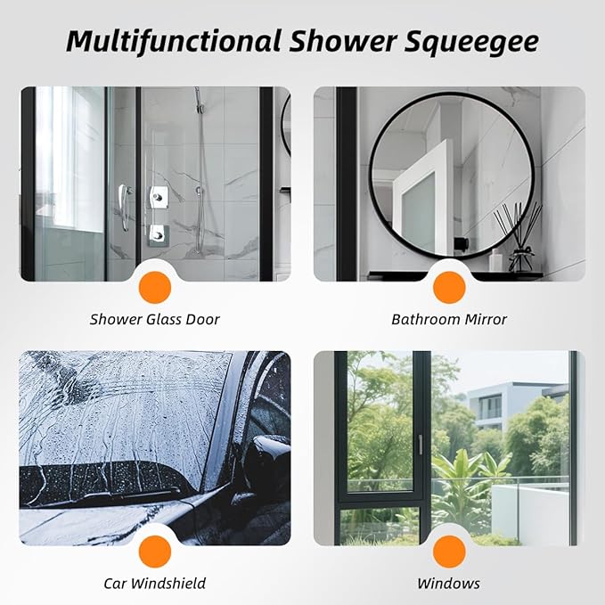 3 Pack Heavy-Duty Scrub Brush Set, Grout Brush, Shower Squeegee, Shower Cleaning Brush with Non-Slip Grip and Stiff Bristles Scrub Brushes for Cleaning Bathroom, Kitchen, Tile, Grout, Tub, Floor, Sink