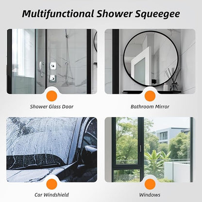 3 Pack Heavy-Duty Scrub Brush Set, Grout Brush, Shower Squeegee, Shower Cleaning Brush with Non-Slip Grip and Stiff Bristles Scrub Brushes for Cleaning Bathroom, Kitchen, Tile, Grout, Tub, Floor, Sink