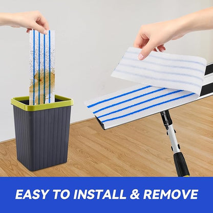 Replacement Disposable Microfiber Pad Fit for Rubbermaid Quick Connect Mop System - 30 Pack Wet & Dry Commercial Cleaning Refills with Scrubbing/Scouring Stripes Fit for Any Flat System 17 and 18 Inch