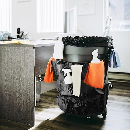 MOLIGOU Trash Can Caddy Bag, 12 Pockets Garbage Can Caddy Organizer Bag for Cleaning Tools and Supplies, Fits 20-44 Gallon Can (Black)