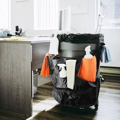 MOLIGOU Trash Can Caddy Bag, 12 Pockets Garbage Can Caddy Organizer Bag for Cleaning Tools and Supplies, Fits 20-44 Gallon Can (Black)