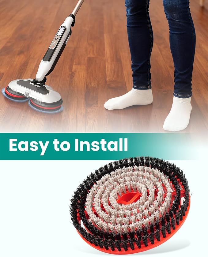 Steam Mop Replacement Brush Head Scrub Pads Black-Gray Fit for Shark Steam Mop S7000 S7001 S8201 Series Deep Cleaning, 4Pcs