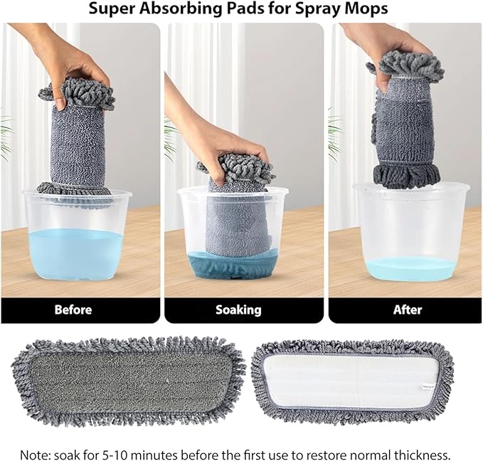 Microfiber Spray Mop 6pcs Replacement Pads，Compatible for Floor Cleaning Mops Heads Washable Reusable Flat Refills