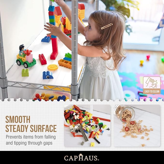 CAPHAUS NSF Heavy Duty Wire Shelving w/Wheels, Leveling Feet & Liners, Storage Metal Shelf, Garage Shelving Storage, Utility Wire Rack Storage Shelves, W/White Clear Liner, 48 x 18 x 76 6-Tier