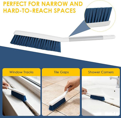 3 Pack Scrub Brush Set - Detachable Stiff Bristle Grout Cleaner Brush, Cleaning Scrubbers with Squeegee for Shower Glass, Heavy Duty Scrub Brushes for Cleaning Bathroom, Bathtub, Gaps, Tile, Floor