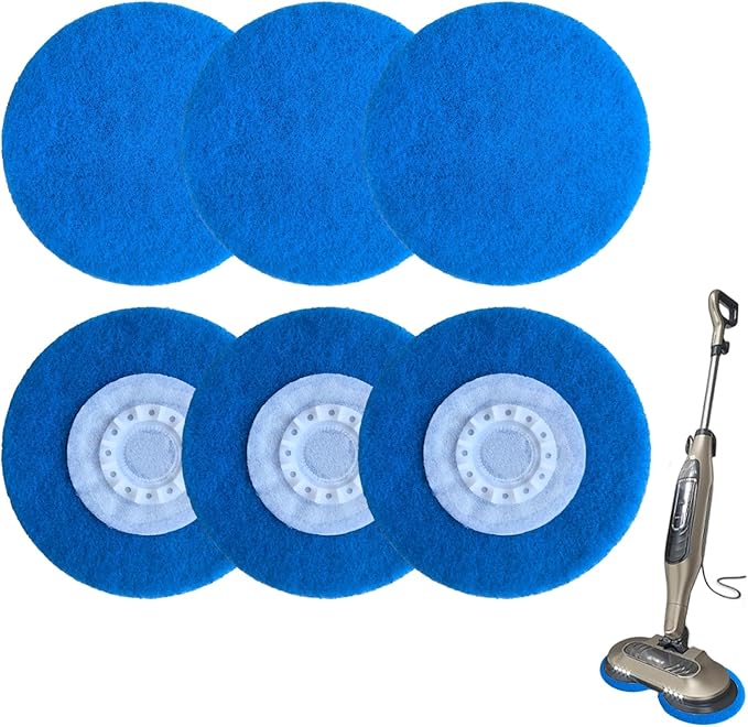S7000 Replacement Steam Mop Pads for Shark S7001 S8201 S7000AMZ S8001 S7000 S7001TGT S7005 S7020 steam and Scrub mop Frosted Pad with Serrated Locator Ring（6Pack） (Blue)