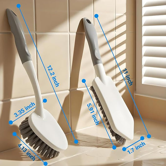 2 Pack Heavy Duty Scrub Brush Set with Hard Bristle, Cleaning Brush Designed for Bathroom, Shower, Bathtub, Tub, Carpet, Floor, Grout, Tile