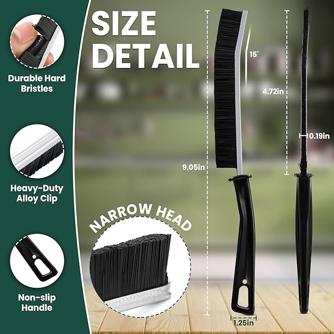 Crevice Cleaning Brush Set – 3Pcs Hard Bristle Cleaning Tools for Grout, Tile Floors, Gaps & Narrow Spaces – Small Grout Scrub Brush for Cleaning Bathroom, Shower, Window Tracks, Kitchen