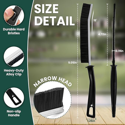 Crevice Cleaning Brush Set – 3Pcs Hard Bristle Cleaning Tools for Grout, Tile Floors, Gaps & Narrow Spaces – Small Grout Scrub Brush for Cleaning Bathroom, Shower, Window Tracks, Kitchen
