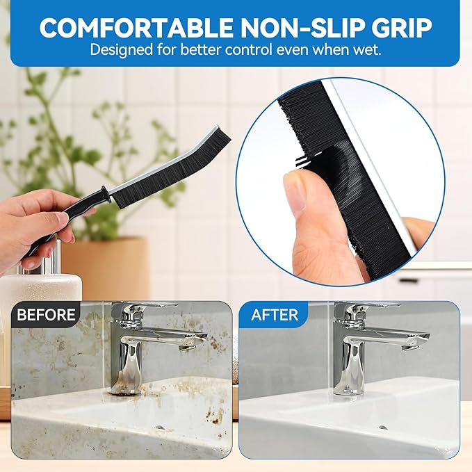 Crevice Cleaning Brush Set, 10-Pack Detail Brushes for Tight Spaces, Window Tracks, Gaps, Bathroom & Toilet, Strong Bristle Narrow Crevice Scrub Brushes for Home Cleaning