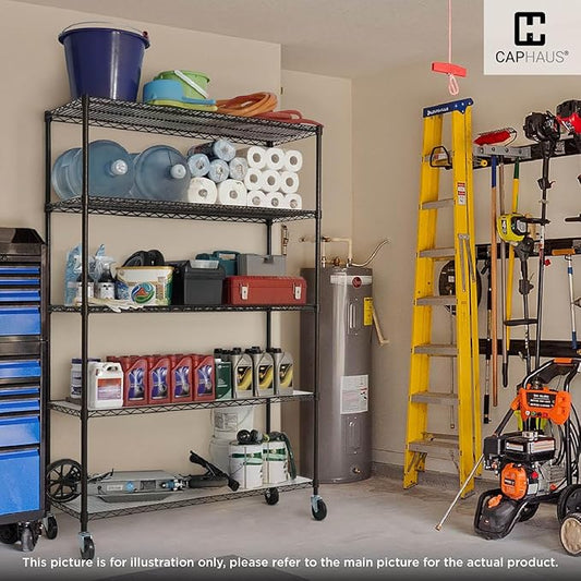 CAPHAUS NSF Commercial Grade Heavy Duty Wire Shelving w/Wheels, Leveling Feet & Liners, Storage Metal Shelf, Garage Shelving Storage, Utility Wire Rack Storage Shelves, 48 x 18 x 76 6-Tier No Liner