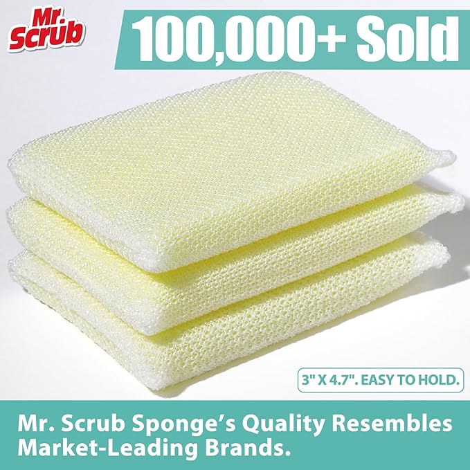 Sponges Kitchen Scrub Dish Sponge Scouring Pad, 96 Pads Cleaning Brush Dishwasher Soap Supplies, Dishwashing Dinnerware Towels Sink Pan Pot Cloth Rags Holder Bathroom Bathtub