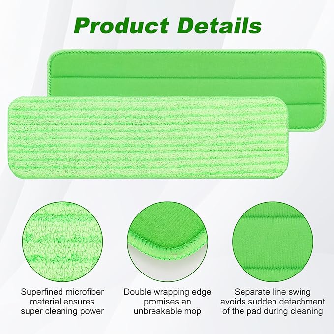 Replacement Microfiber Mop Pads Commercial: 10 Pack for Rubbermaid Commercial 18-Inch Mop, Wet & Dry Commercial Cleaning Refills Reusable for for All Flat Floors