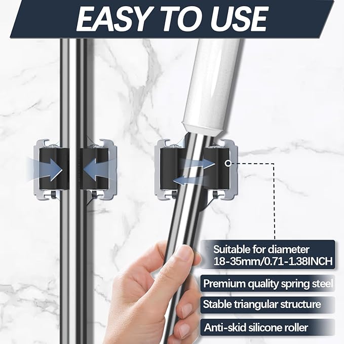 3-H Mop and Broom Holder Big Size Hanging 1 KG Extra,15 Pack Broom Hanger Wall Mount for Hanging and Organizing Shove Rake Yard Tools in Shed Kitchen Laundry Room Bathroom Garden(Black)