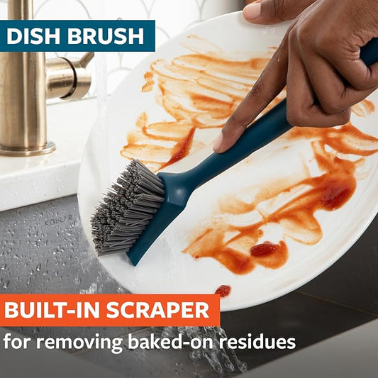 Full Circle Clean Ocean Dish Brush Set - Heavy-Duty, Bottle & Dish Brushes. Made from 100% Recycled Fishing Nets. Dishwasher Safe