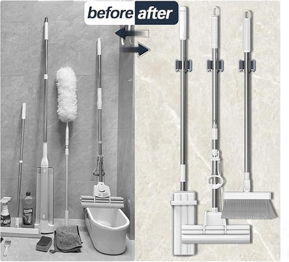 3-H Mop and Broom Holder Big Size Hanging 1 KG Extra,15 Pack Broom Hanger Wall Mount for Hanging and Organizing Shove Rake Yard Tools in Shed Kitchen Laundry Room Bathroom Garden(Black)