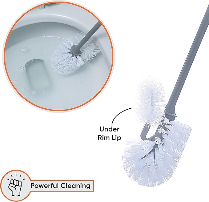 Superio Toilet Brush and Holder (1 Pack) Toilet Scrubber Bowl Cleaner Brushes Wand, Toilets Brush with Holder Caddy, Bathroom Cleaning Brush, Bowl Brush Set