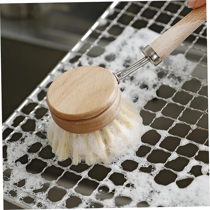 Gcroet 4PCS Bamboo Dish Brush Set Replaceable Heads Natural Wood Dish Brush with Sisal Fibers Eco-Friendly Kitchen Scrub..