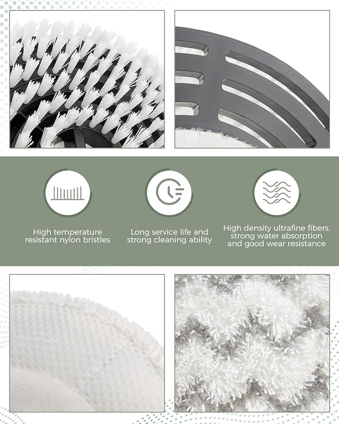 Steam Mop Replacement Brush Head and Scrub White Fit for Shark Steam Mop S7000 S7001 Series Deep Cleaning, 4Pcs
