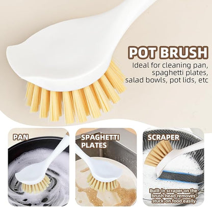 5 Pack Kitchen Dish Brush Set with 2 Dish Brush, Palm Scrub Brush and 2 Straw Brush for Kitchen Dishes Bottle Cup Pot Pans and Straws
