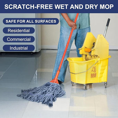 KeFanta 6 Pack Heavy Duty Commercial Mop Head Replacement,Wet Industrial Cotton Looped End String Mops Refill for Floor Cleaning,Blue