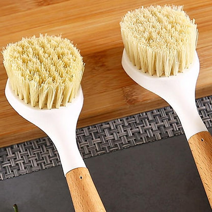 Nylon Dish Brush Set, 2Pcs Wooden Handle Scrub Brushes for Pots and Pans Cleaning