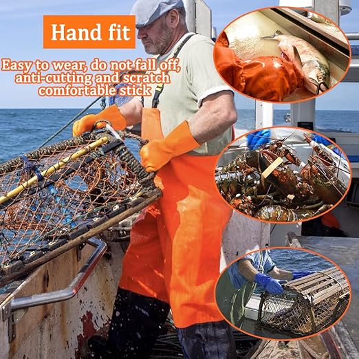 3 Pairs Heavy Duty Sewer Gloves | PVC Coated Abrasion Resistant Work Gloves for Drain Cleaning & Plumbing | Oil & Chemical Resistant, Non-Slip Grip