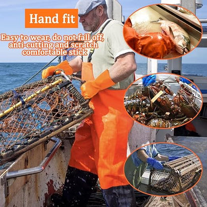 3 Pairs Heavy Duty Sewer Gloves | PVC Coated Abrasion Resistant Work Gloves for Drain Cleaning & Plumbing | Oil & Chemical Resistant, Non-Slip Grip