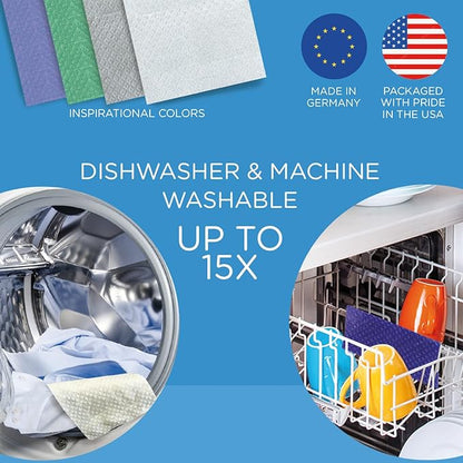 LOLA Swedish Dishcloths for Kitchen 10 Sheets, Biodegradable & Compostable Reusable Paper Towel Cleaning Cloths Zero Waste No Odor Washing Dishes Ultra Absorbent Cellulose Sponge Towel Made in Germany